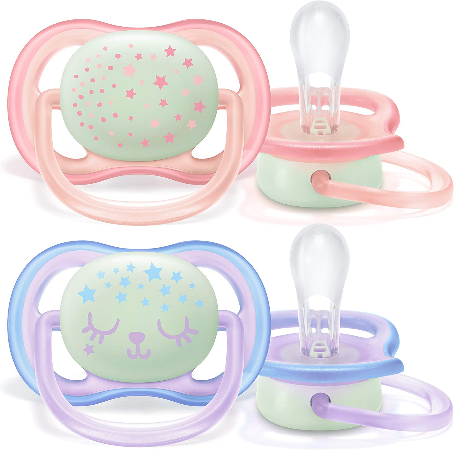 Philips Avent Ultra Air Soother Nighttime Glow, 6-18 Months, 2-Pack, SCF376/20 image number 6