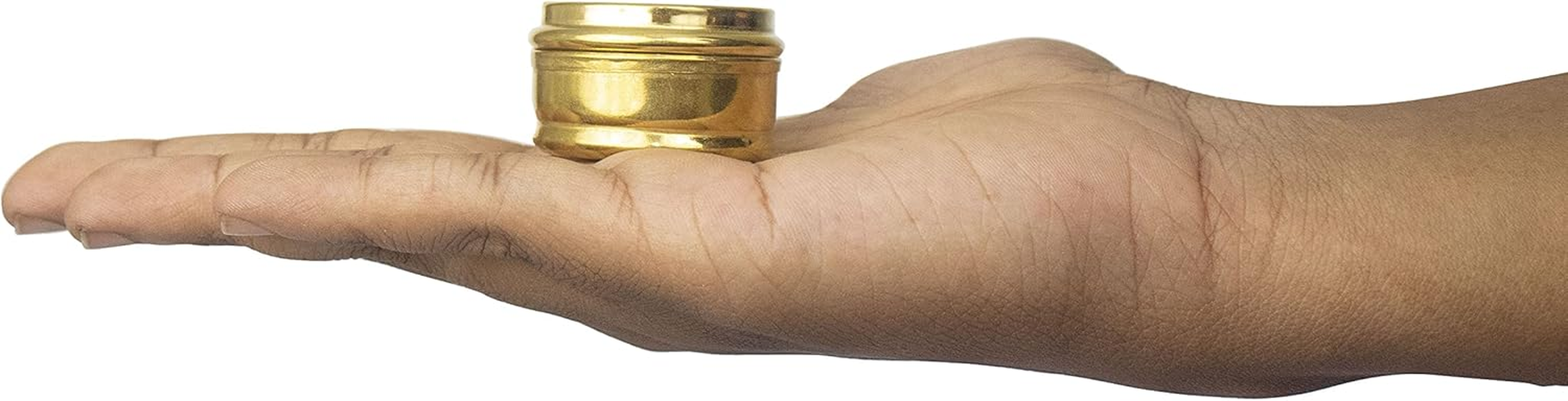 Spillbox Brass Box Pooja | Puja | Roli | Chawal | Chandan | Haldi | Kumkum Puja Box | Sindoor | Turmeric | Dabbi | Dibbi | Dhani | Dani Lid Holder -Small Dabbi Pack of 5