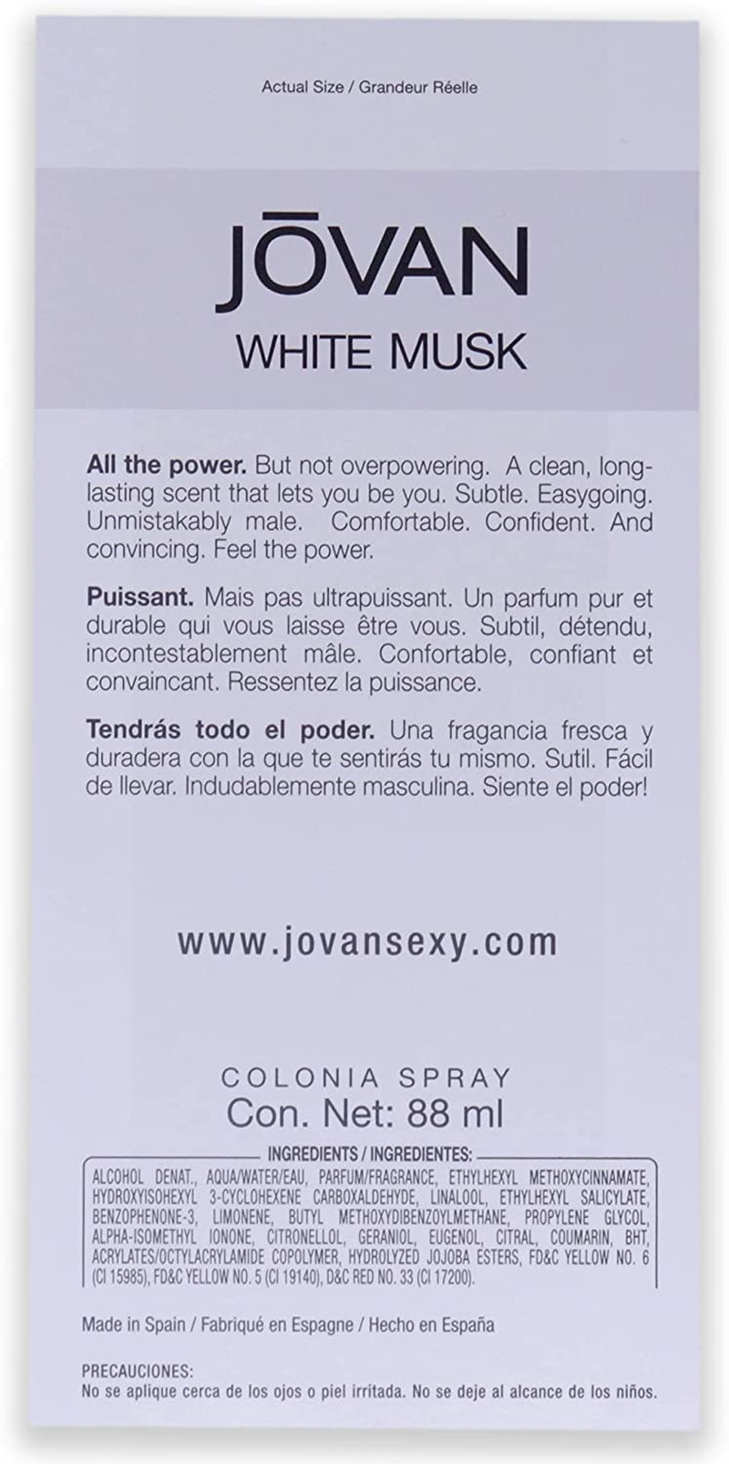 Jovan White Musk for Men Eau De Cologne, 88 Ml image number 5