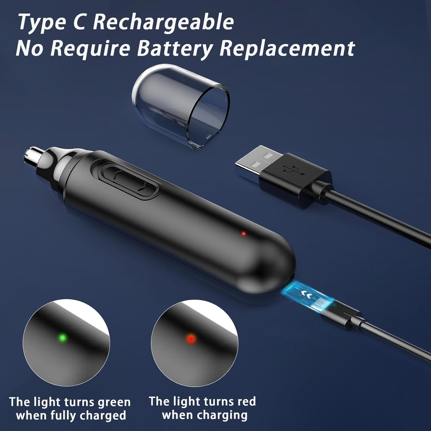 Nose Hair Trimmer for Men, Ear Hair Trimmer, Rechargeable Type-C, Ipx7 Waterproof, Ideal for Trimming Nose Hair, Ear Hair, and Eyebrows, Suitable for Both Men and Women