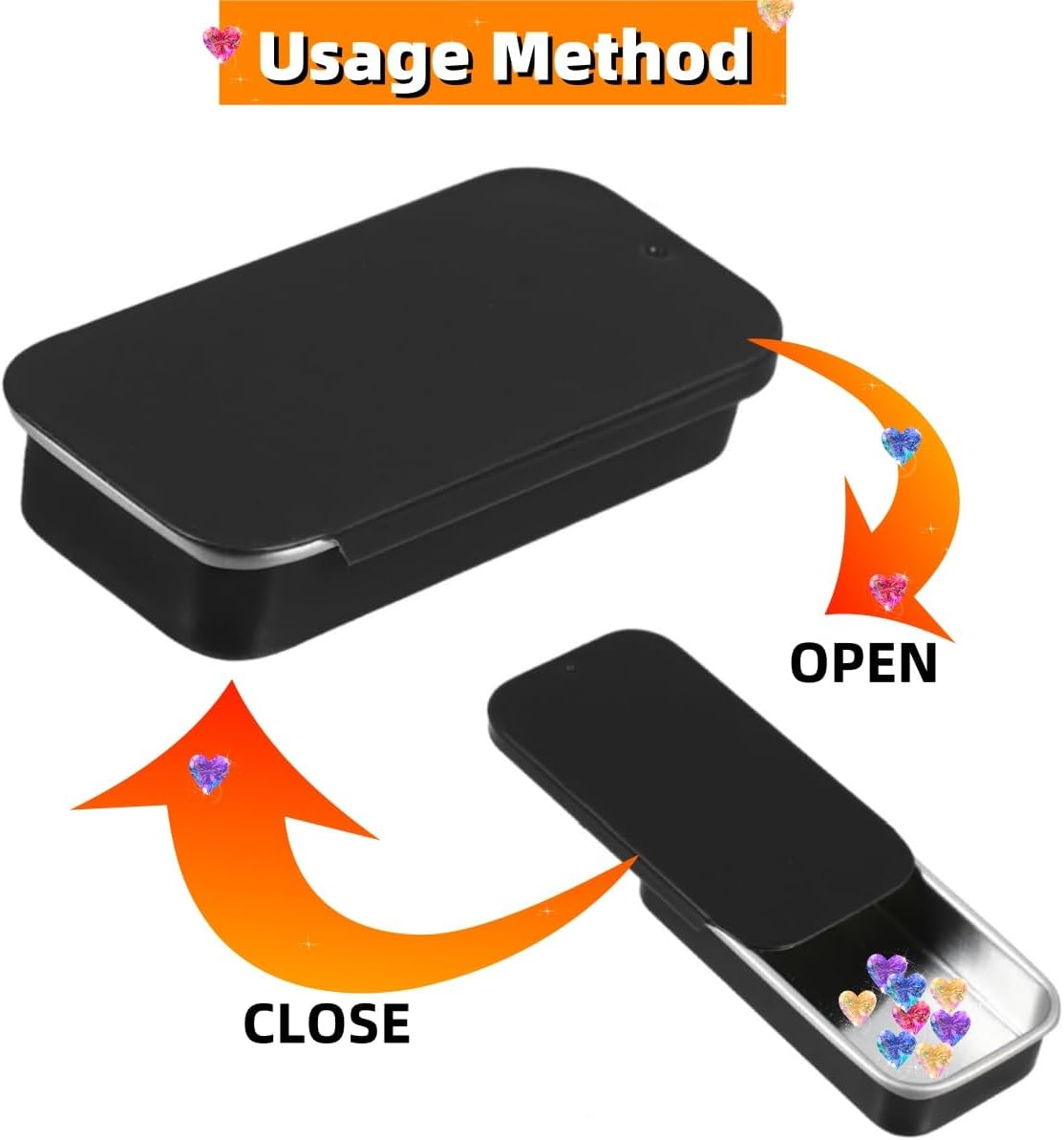 12 PCS Mini Portable Slide Top Small Tin Containers,Ywbfove Black Metal Tins Box Empty Storage Organizer Tins with Lids for Lip Balm Candies Candles(2.36In X 1.34In X 0.39In) image number 3