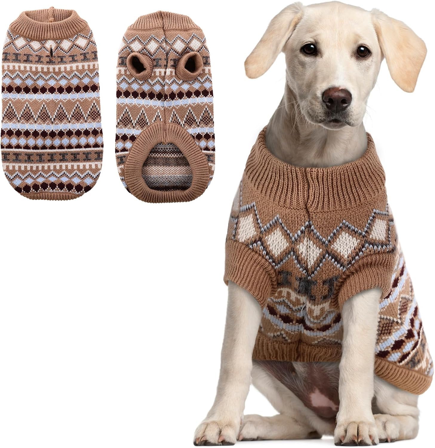 Hjumarayan Boho Dog Jumper - Christmas Jumper for Small Dogs, Beautiful Thick Dog Jumper, French Bulldog Chihuahua (Red-Green, M)