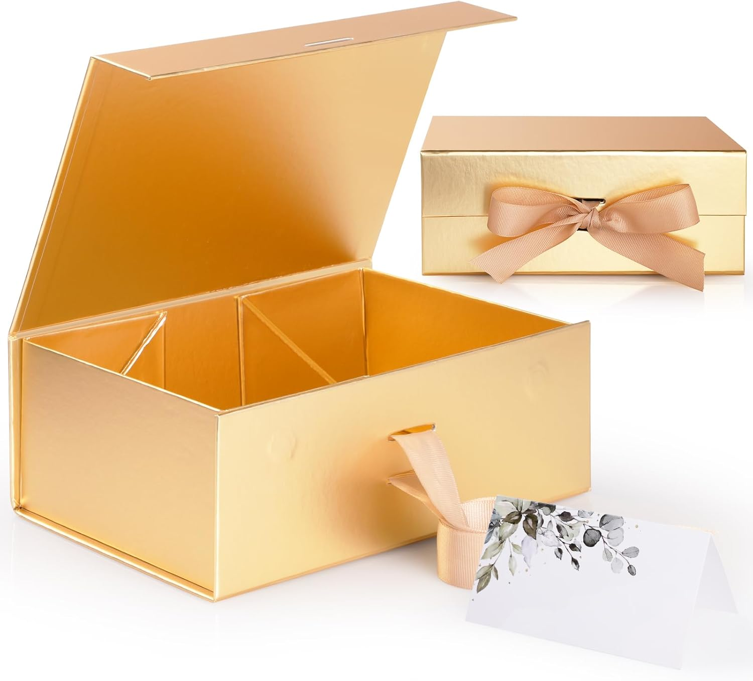 Gift Box with Lid，Geeric Gift Box with Ribbon+Greeting Card Magnetic Closure Lid Gift Boxes Classical Luxury Foldable Case for Birthdays/Weddings/Christmas