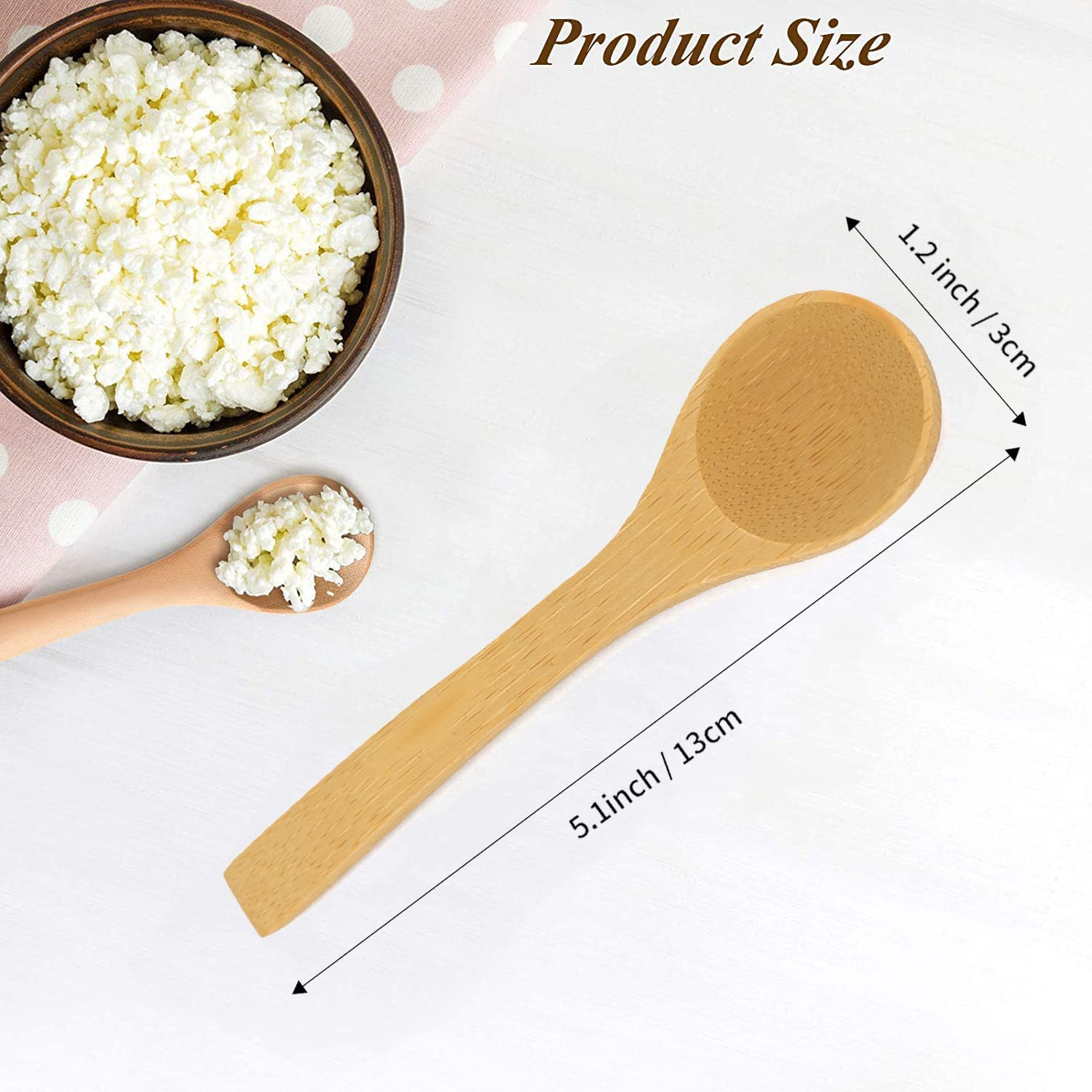 5Pcs Small Wooden Spoons, Mini Bamboo Condiment Salt Spoons Tasting Spoons Honey Teaspoons for Seasoning Coffee Tea Sugar Jam image number 2