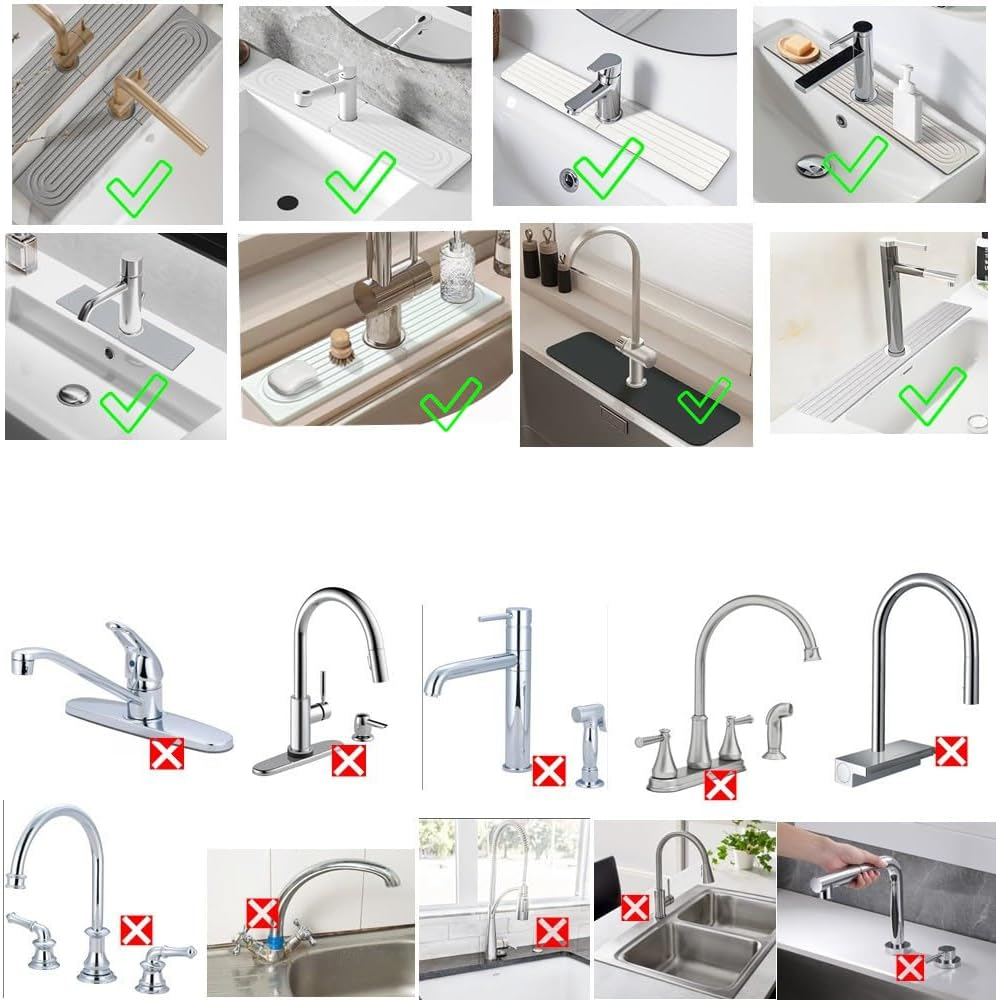 Ygglduol Kitchen Faucet Absorbent Mat - Diatomite Stone Sink Tray，Super Absorbent, Prevents Moisture Buildup，Stone Faucet Mat for Bathroom Sink，Sink Stone Quick Dry (White, 15.7*3.94In) image number 5