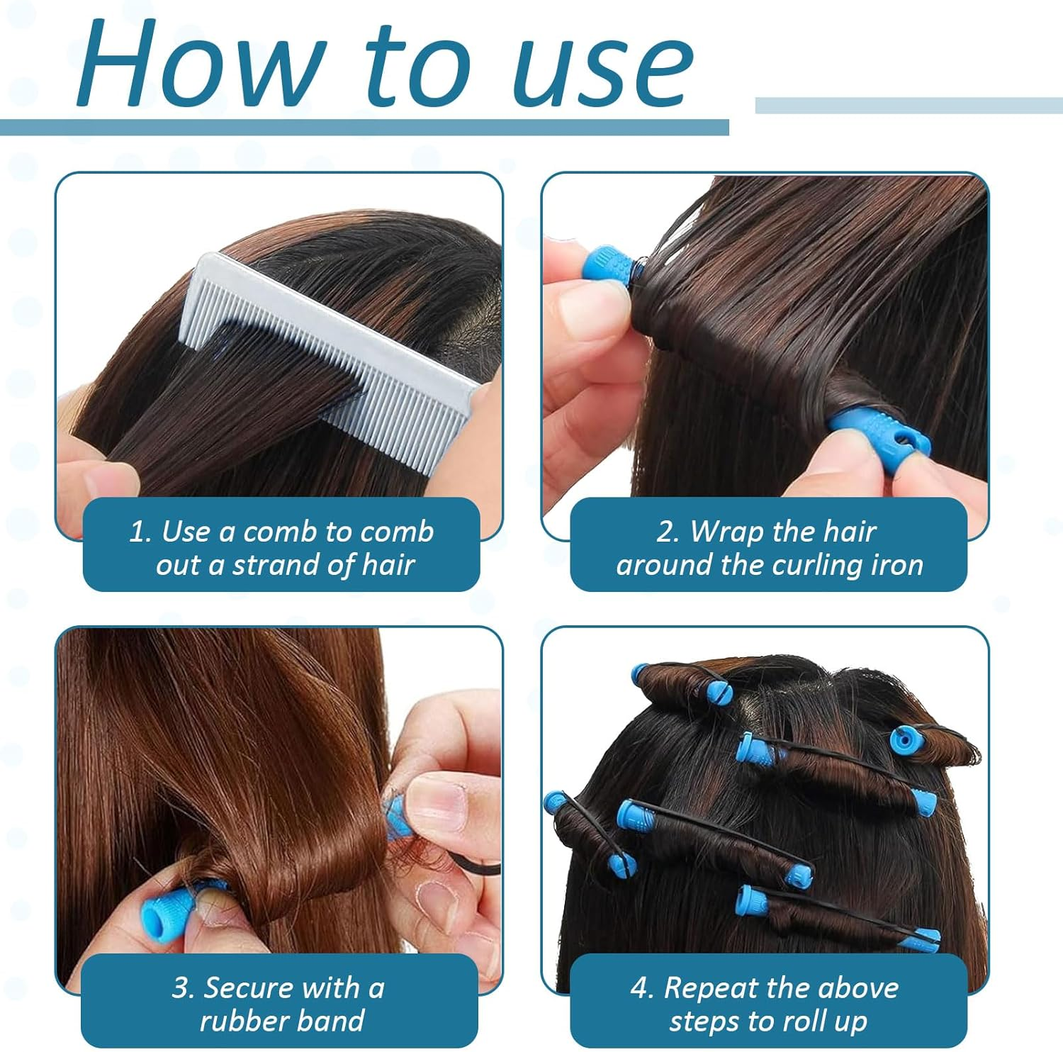 60 Pieces Permanent Hair Curls, Small Size, Curlers, Short Hair, 0.35 Inches, Permanent Curlers for Natural, Long and Short Hairstyles. image number 3