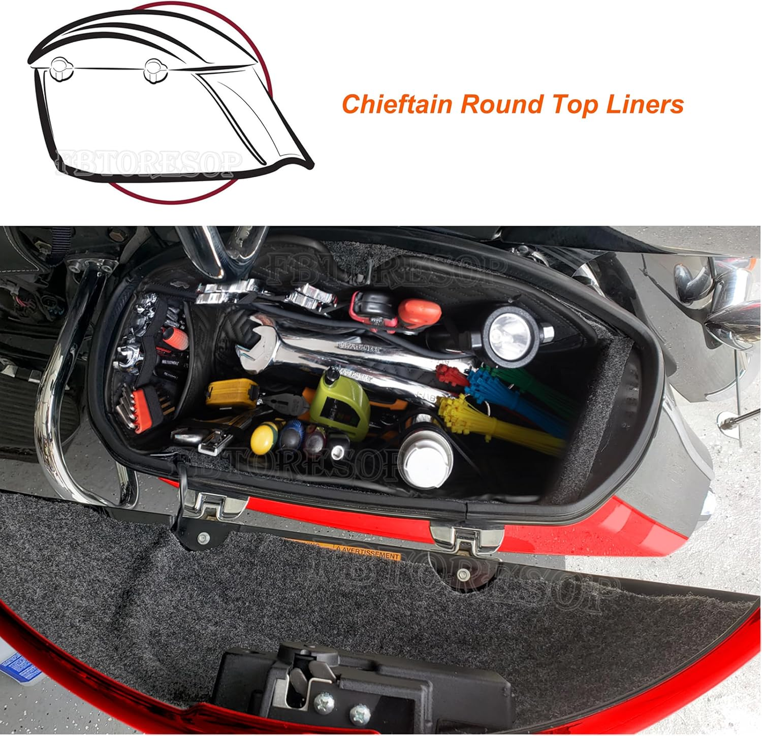 Fbtoresop Indian Saddlebag Liners Indian Chieftain Dark Horse Saddlebag Organizer round Top Double Hinge Roadmaster Elite Springfield Accessories image number 6