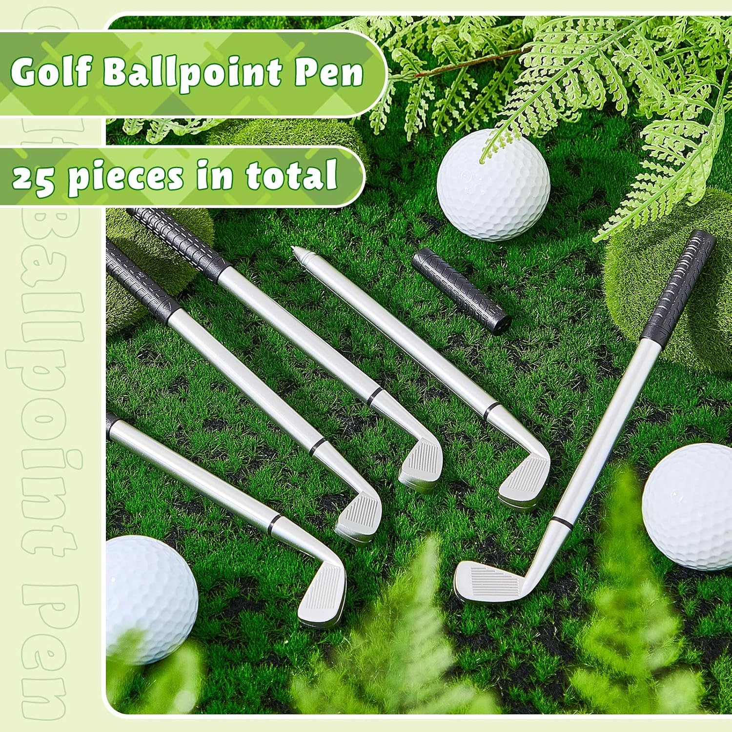 Yaomiao 25 Pieces Golf Ballpoint Pen Mini Golf Clubs Decorative Funny Sports Ergonomic Pen Club Props Black Ink for Students Coworkers Office Stationery Supplies