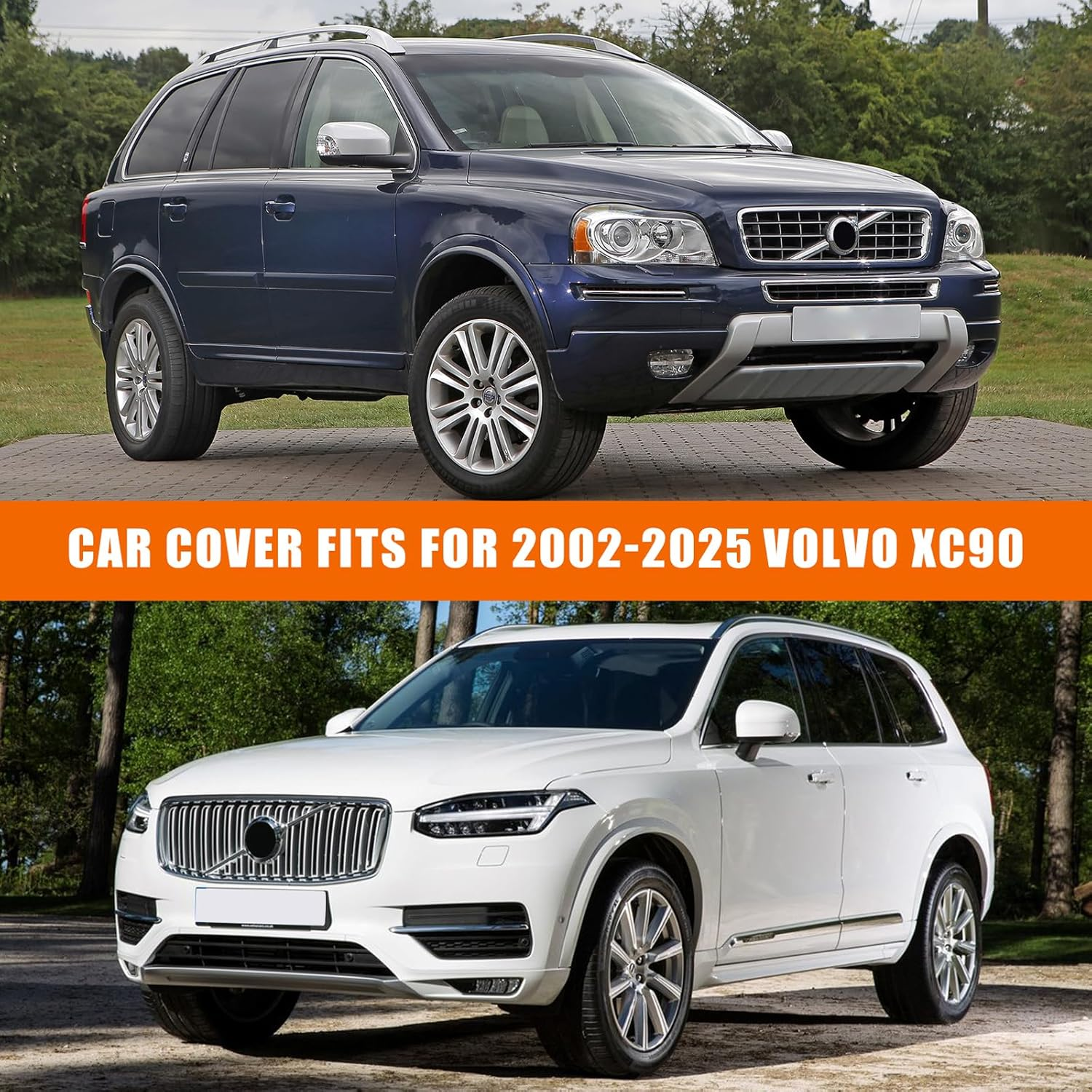 Waterproof Car Covers Replace for 2002-2023 Volvo XC90, 6 Layers All Weather Car Cover with Zipper Door & Windproof Bands for Snow Rain Dust Hail Protection