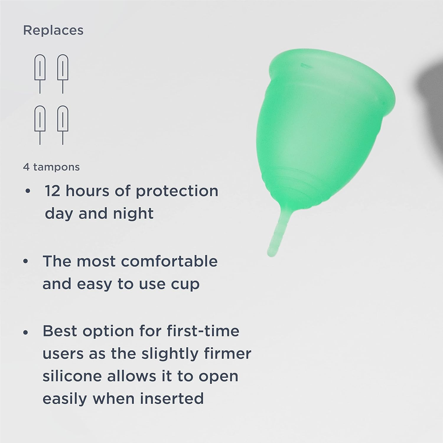 Saalt Menstrual Cup - Premium Design - Most Comfortable Period Cup - #1 Active Cup - Wear for 8 Hours - Soft, Flexible, Reusable Medical-Grade Silicone - (Seafoam Green, Regular)
