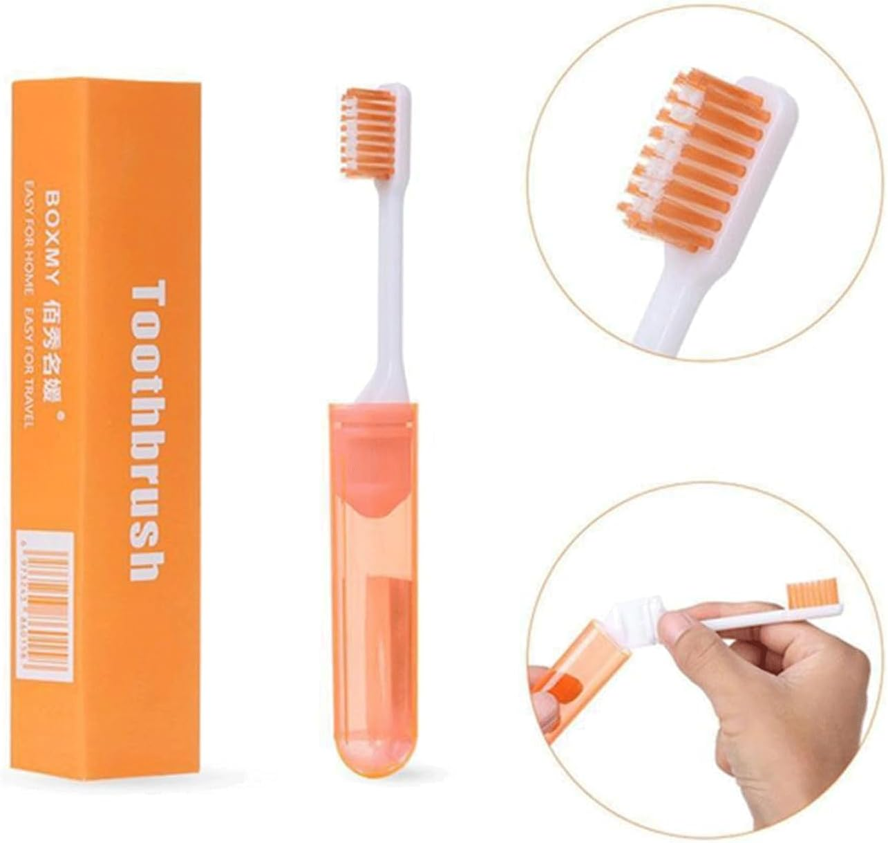 4 Pieces Travel Folding Toothbrush, Mini Small Size Manual Toothbrushes for Fragile Gums Orthodontic Braces Dental Care Adult Kid Portable Case for Camping Travel. (Pink,Orange,Green,Blue)
