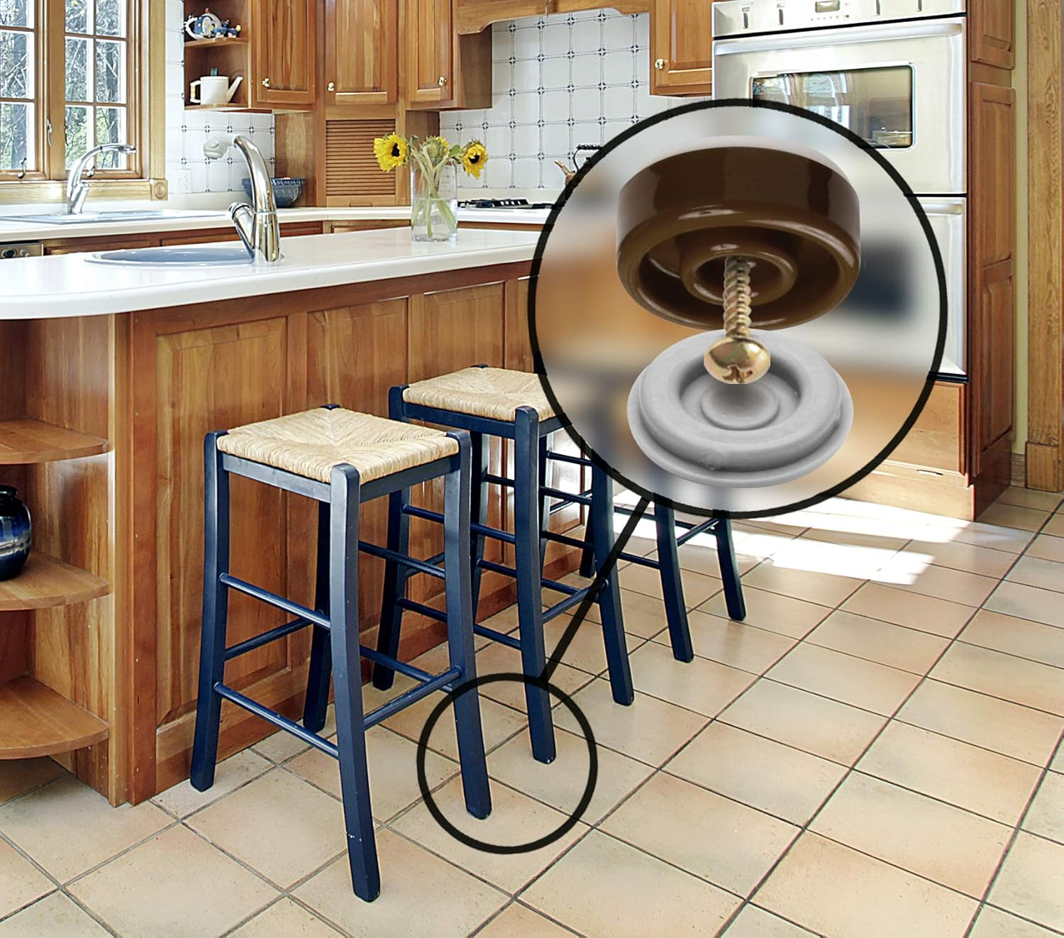 Slipstick CB255 1 Inch Floor Protector Chair Glides/Furniture Slider Feet (Set of 8) Self Stick or Screw on - Chocolate Brown - Caramel image number 3