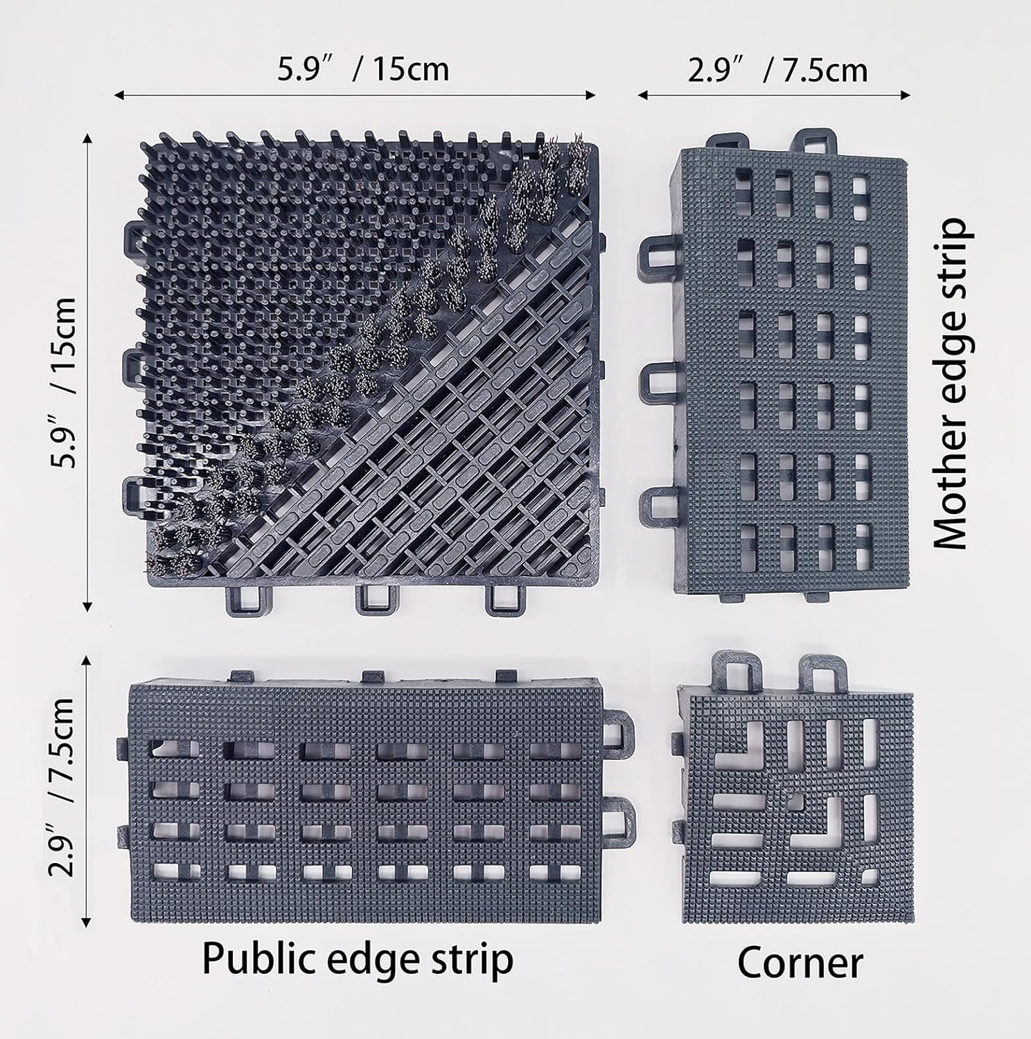 Virellisee Outdoor Front Door Mat, 60X90Cm/23.6"X35.4", Washable Interlocking Outdoor Floor Mat, Non-Slip Rubber Backing, Durable Welcome Mat for Home Entrance, Floor, Porch, Garage, Office (Gray) image number 2