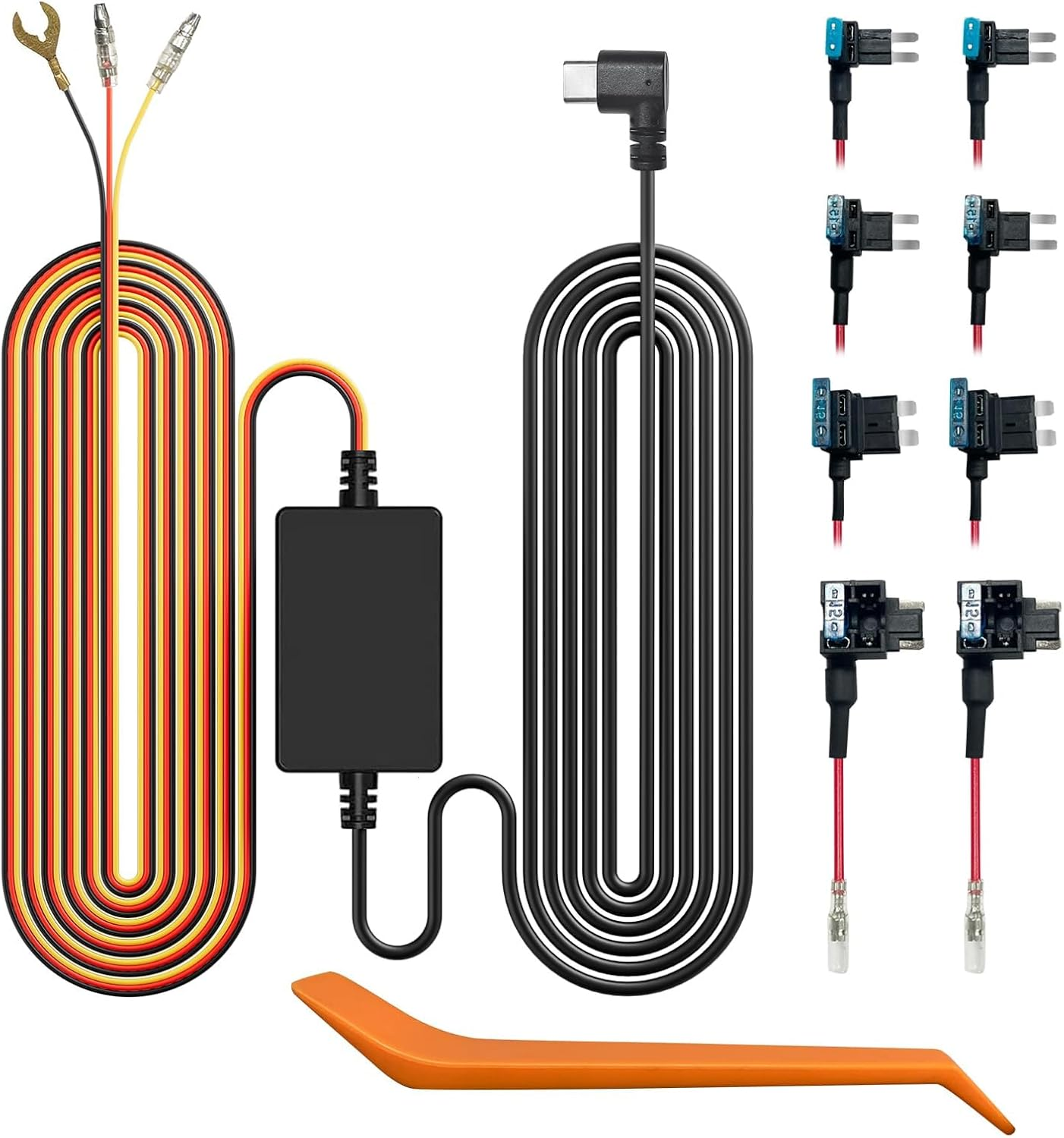 WOLFBOX USB C 4A Acc Hardwire Kit 20Ft for All WOLFBOX Dash Cams, Converting 12V-24V to 5V, with Battery Drain Protection image number 1