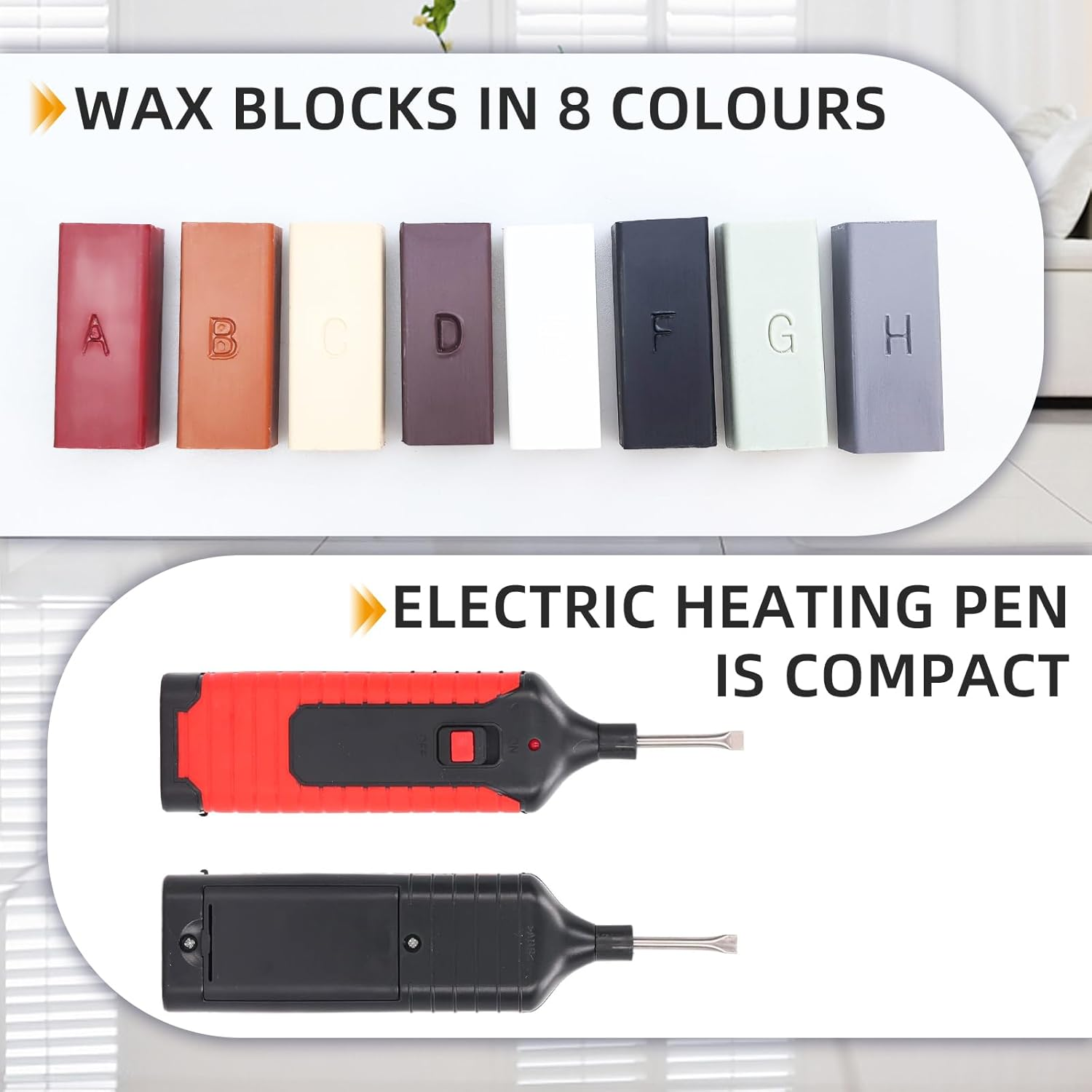 Tile Repair Kit, Ceramic Tile Repairing Tool Set with Electric Heating Pen and Wax Blocks Tub Crack Gaps Repairing Tools for Walls Porcelain Tub Refinishing (Tile Repair Kit) image number 3