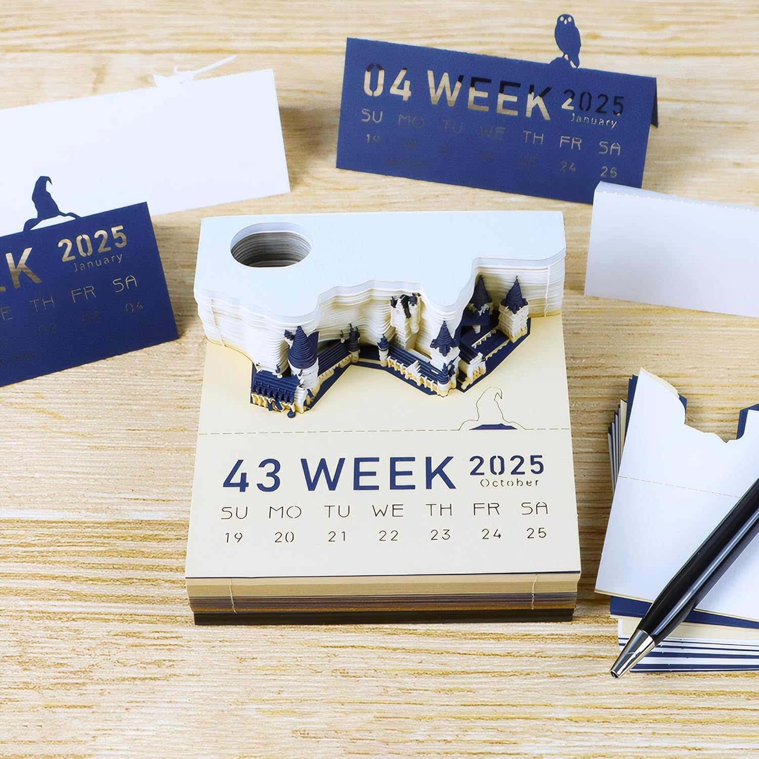 3D Calendar 2025, Magic Castle Time Piece Memo Pad Desk Calendar image number 5