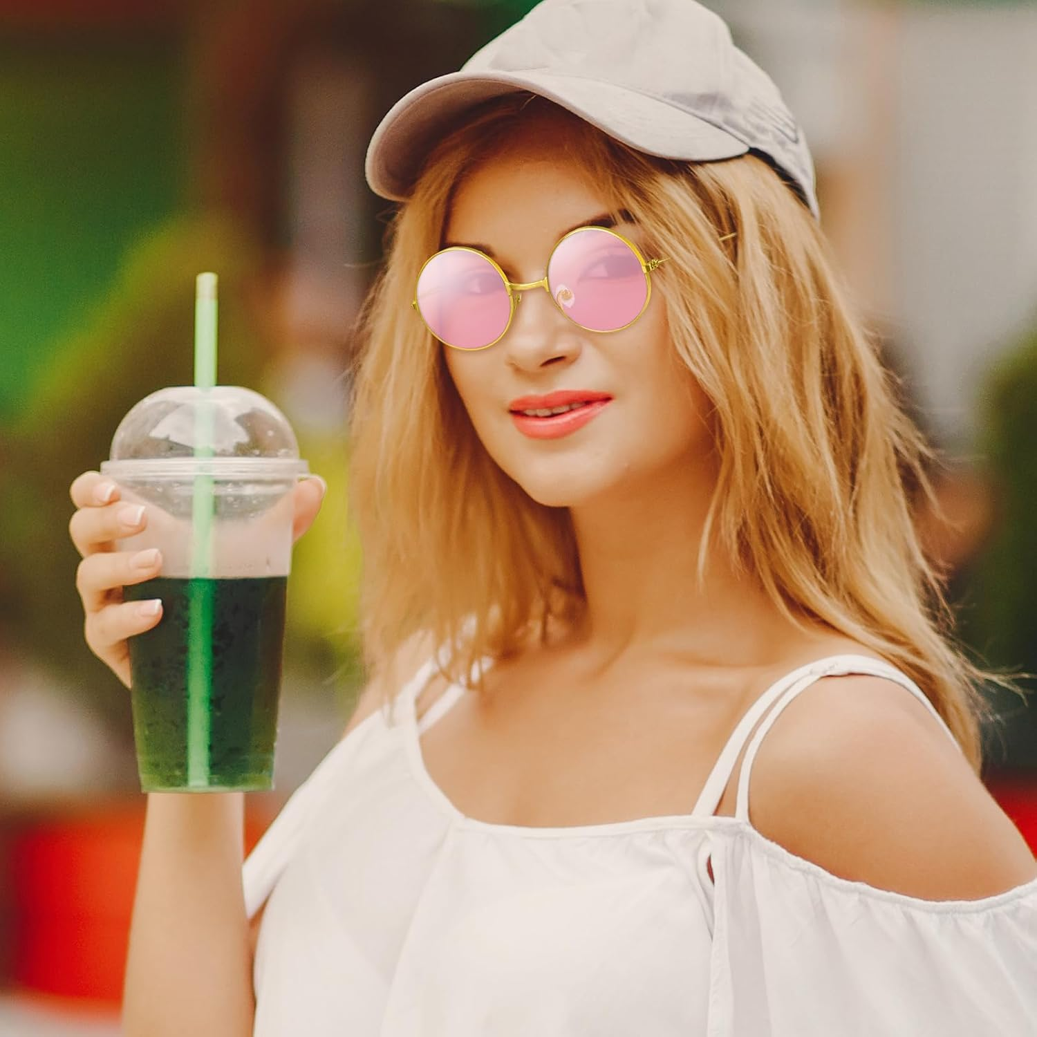 4/8/10/12/20/28 Pairs Hippie Sunglasses round Hippie Glasses 70S Party Decorations Multicolored Glasses for Women - A-Multicolor-4 image number 4