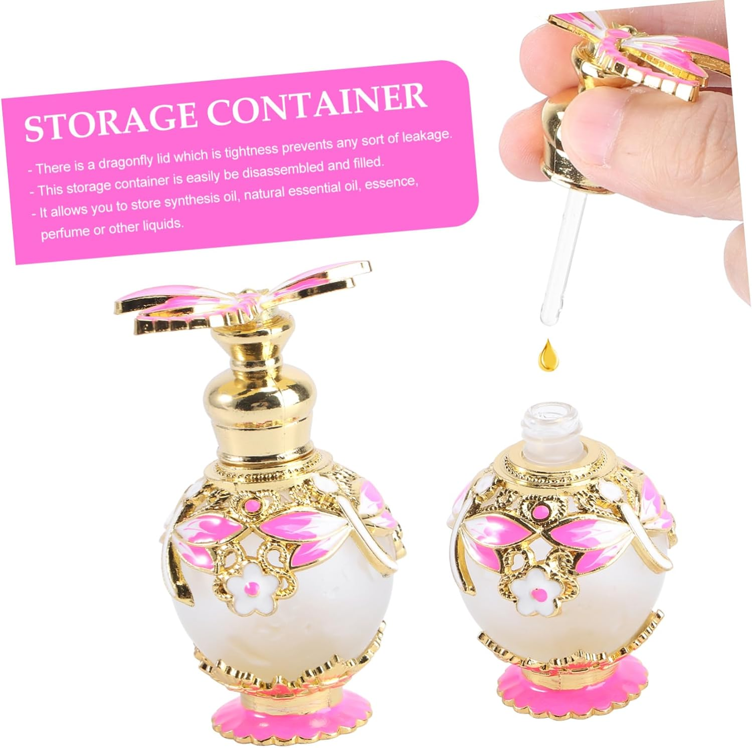 Dragonfly Decoration Perfume Storage Bottle 15Ml Frosted Glass Refillable Essential Oil Storage Container Elegant Home D&eacute;cor Accent image number 5