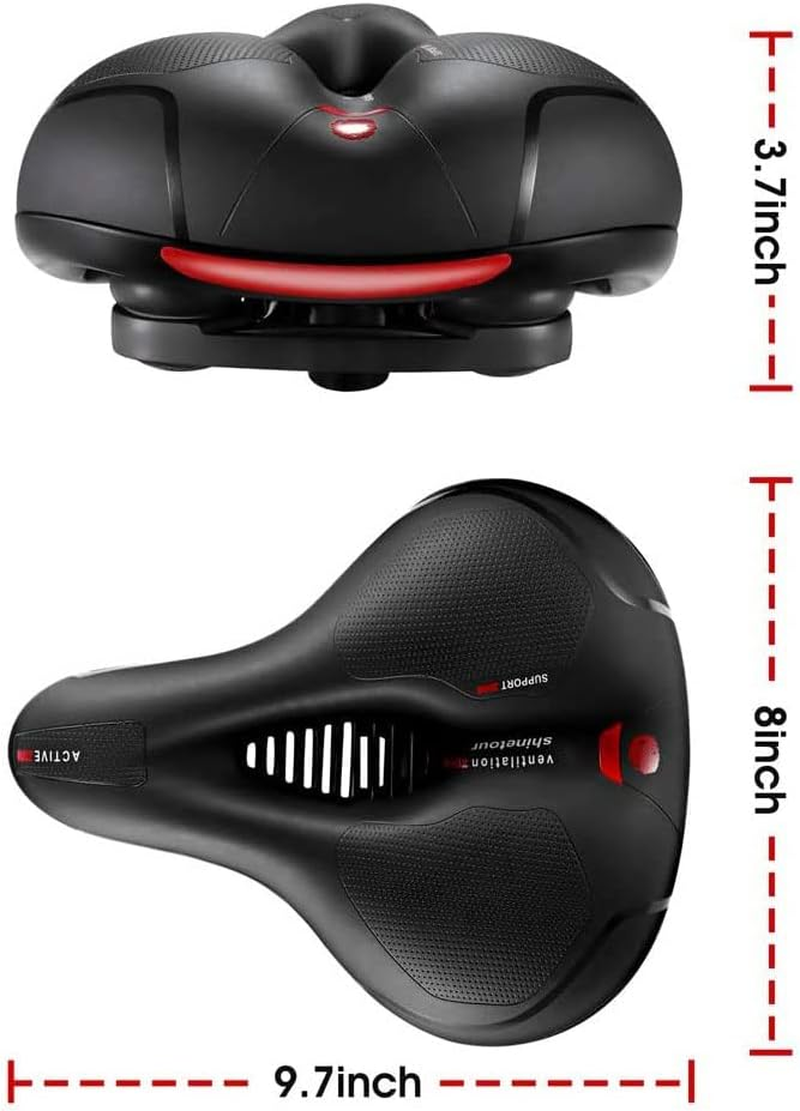 Comfortable Bike Seat Cushion -Bicycle Seat for Men Women with Dual Shock Absorbing Ball Memory Foam Waterproof Wide Bicycle Saddle Fit for Stationary/Exercise/Indoor/Mountain/Road Bikes image number 1