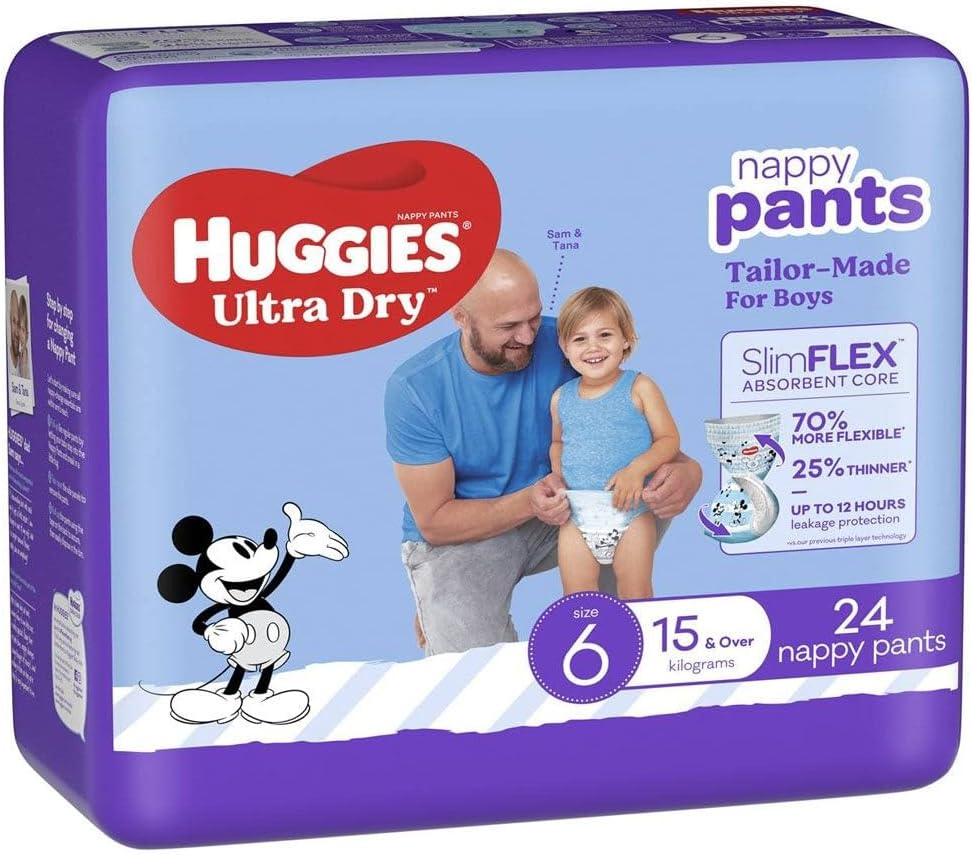Huggies Ultra Dry Nappy Pants for 15 plus Kg Boys (Pack of 24)