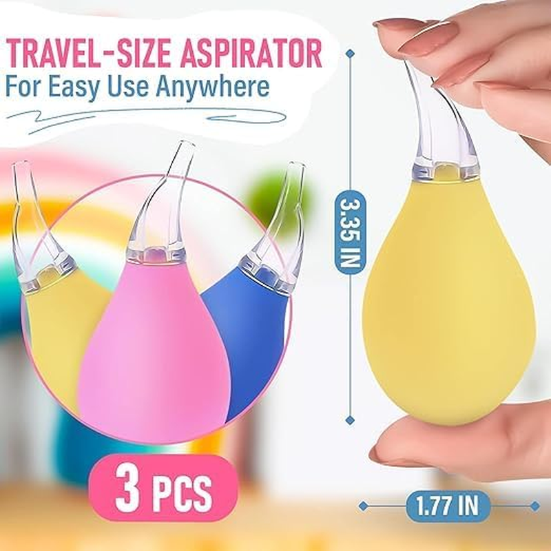 3 Pack Baby Nasal Aspirator and Nose Sucker Set &ndash; High-Quality Rubber Manual Mucus Suction Bulb, Soft Reusable Design for Infant and Toddler Travel, Portable Baby Nose Cleaner by Unron image number 2