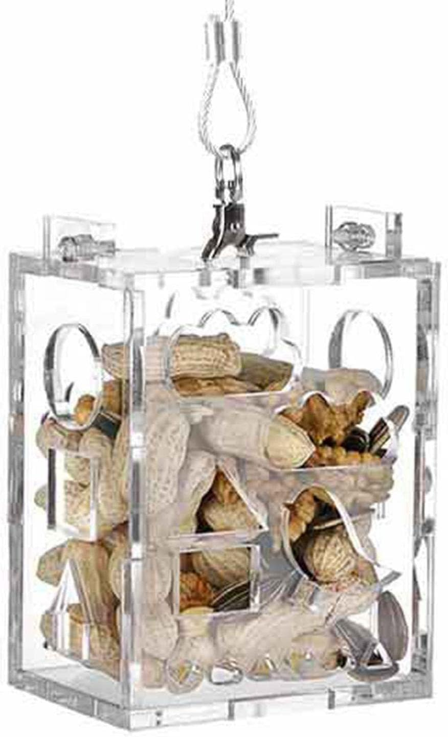 Acrylic Parrot Feeder Toy,Parrot Feeder Toy Acrylic Box Food Holder - Bird Treats Boredom Buster for Anchovies, Parakeets, Cockatiel, Mynah? image number 5