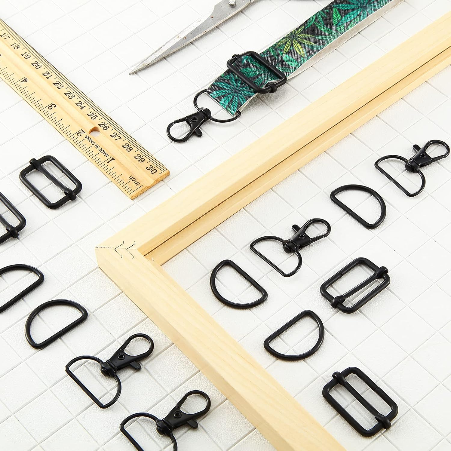 56 Pieces Keychain Hooks with D Rings Set Purse Hardware for Bag Making Lanyard Snap Hooks Metal Swivel Clasps with D Rings and Slide Buckle for Purses Keychain Lanyard Handbags, Black image number 1