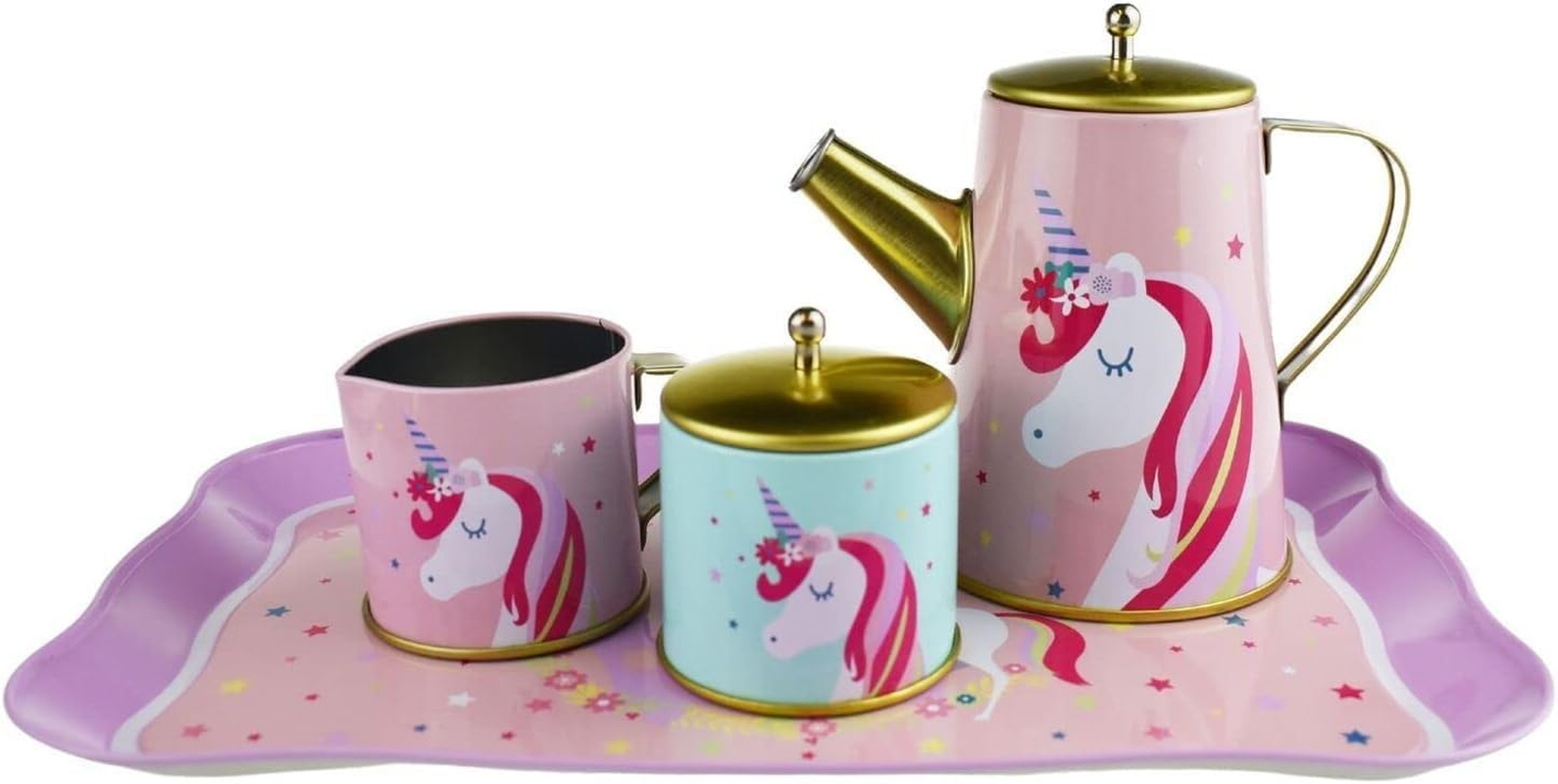 Kaper Kidz DELUXE UNICORN TIN TEA SET in Suitcase 18-Piece: Perfect Pretend Play Tea Party Fun! image number 5