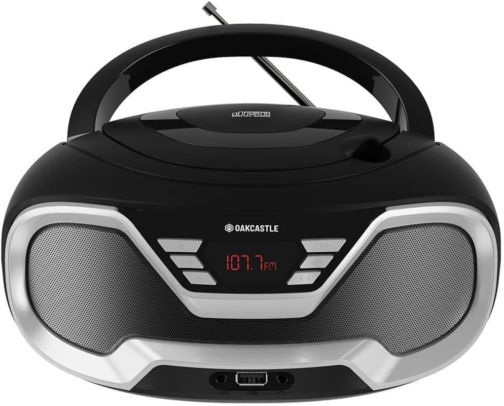 Oakcastle CD200 Portable CD Player Boombox with Bluetooth & FM Radio, 3.5Mm AUX Headphone Jack and USB Input, Mains and Battery Music System for Adults and Children with Stereo Sound Speakers (Black) image number 2