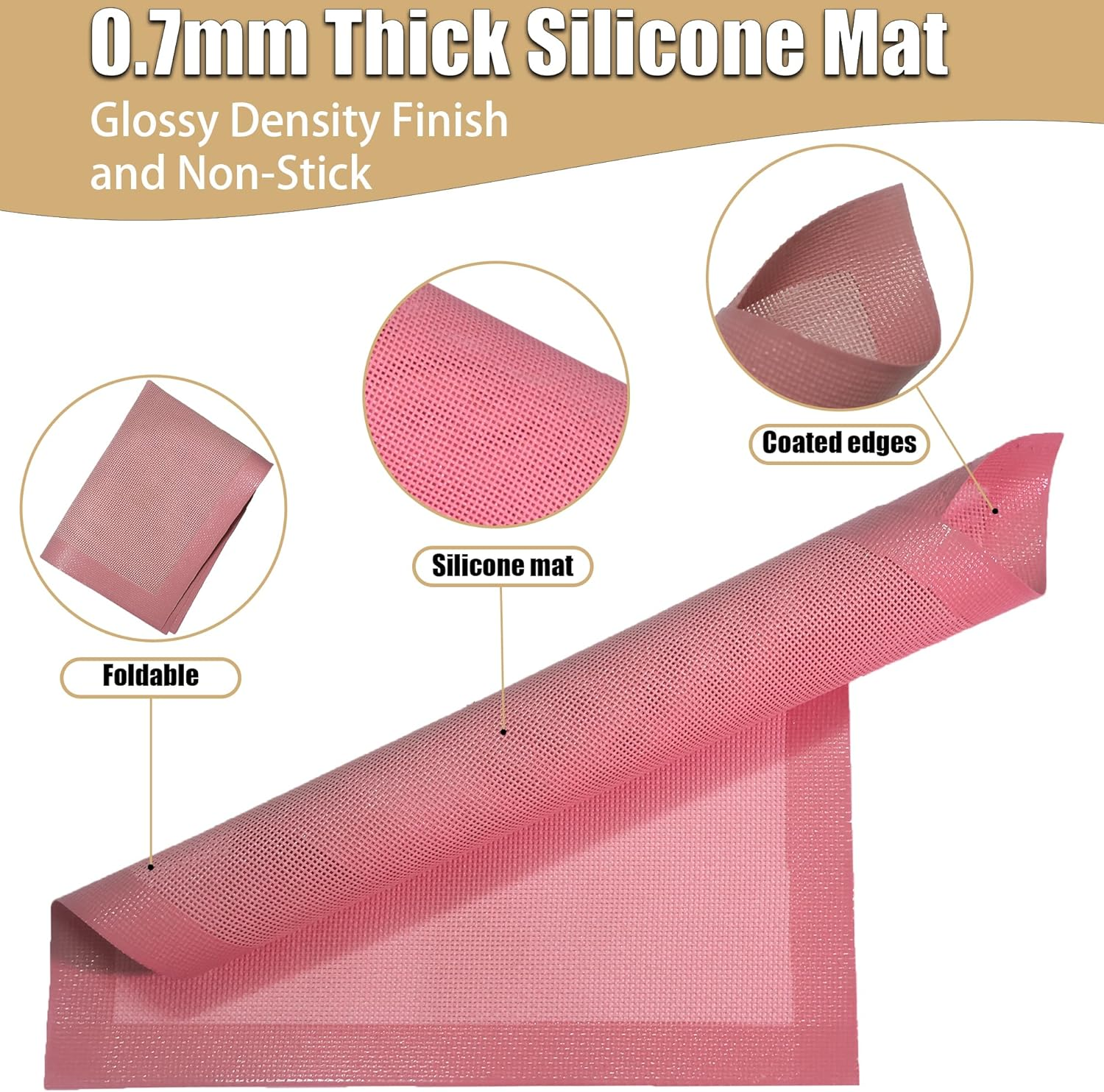 Perforated Silicone Baking Mats 2-Pack, Oven & Dishwasher Safe Reusable Biscuit Pastry Bread Pizza Liners, 11 5/8" X16 1/2" Sakura Pink image number 1