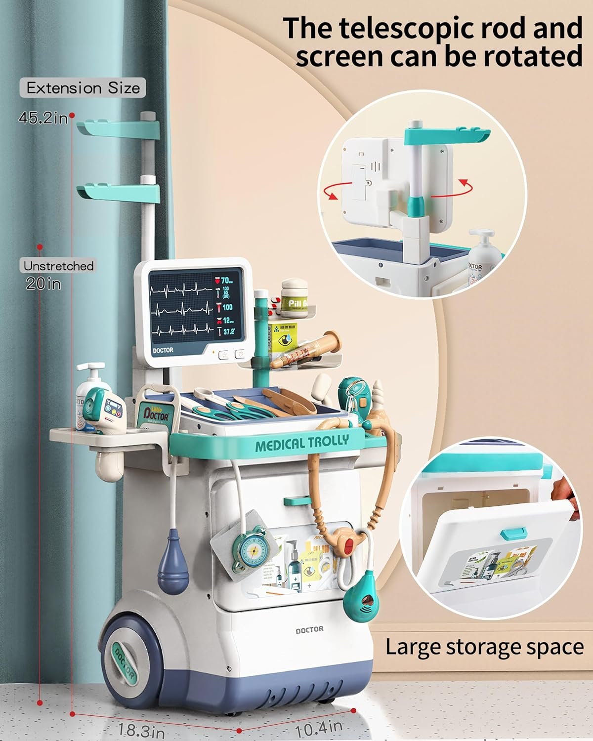 Jovow Doctor Kit for Toddlers 3-5, Medical Kit with Sound and Light Functions, Doctor Playset for Kids Birthday Gift image number 3