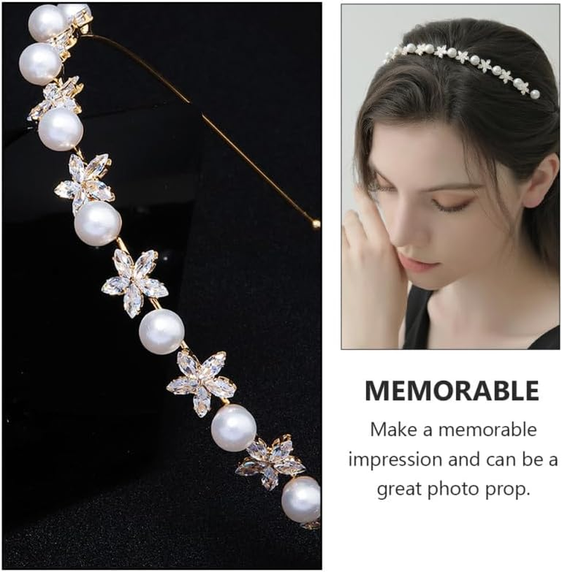 OATIPHO 1 X Zircon Hair Band with Pearls Thin Headband for Women Weddings Parties and Stylish Accessory for Unforgettable image number 3