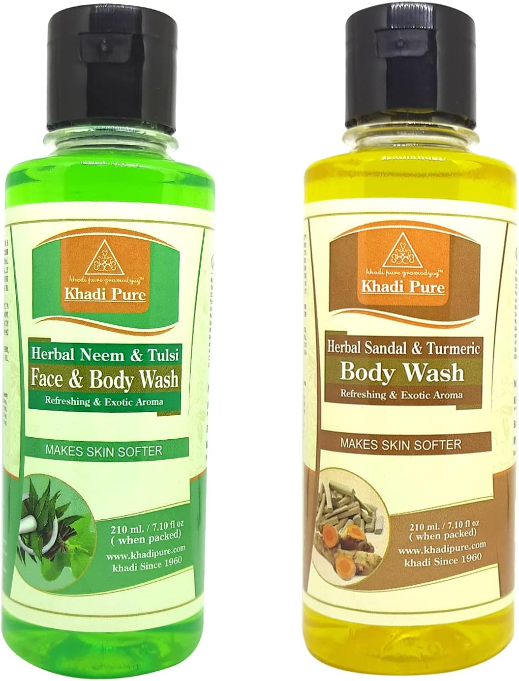 Khadi Pure Neem Tulsi & Sandal Turmeric Body Wash, 210 Ml (Pack of 2) image number 1