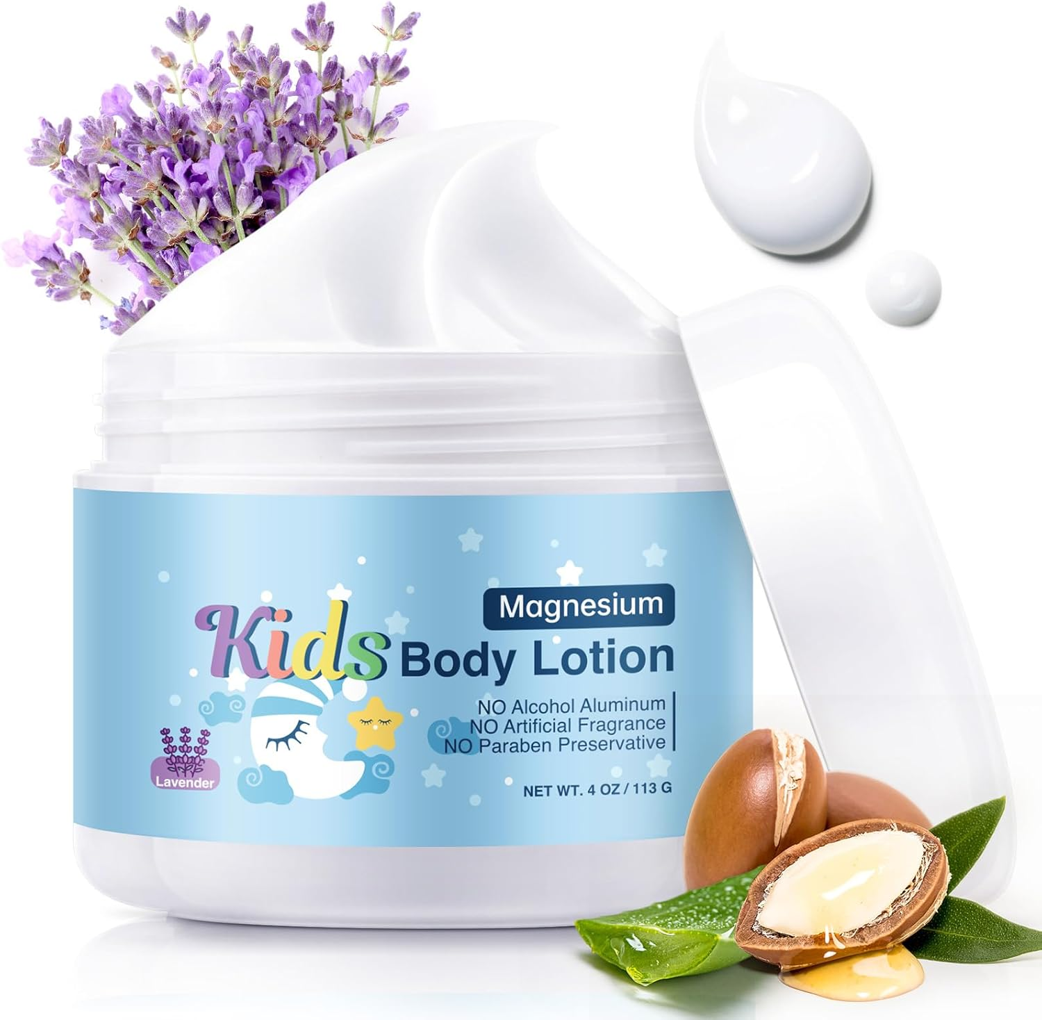 Magnesium Lotion for Kids & Babies, Bedtime Cream for Sleep, Lavender Calming Magnesium Oil Lotion for Relaxation, Apply to Feet, Legs, Body, 4 OZ. image number 5