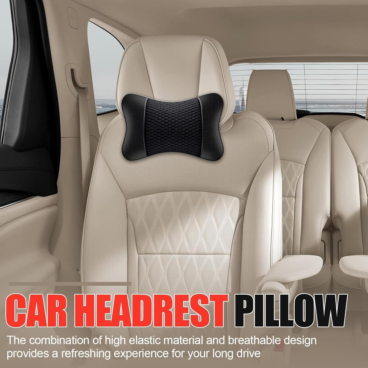 Car Neck Pillow, Car Headrest Pillow | Elastic Breathable Car Neck Support Pillow | Car Neck Pillow, Neck and Neck Pillow for Home and Chair image number 6