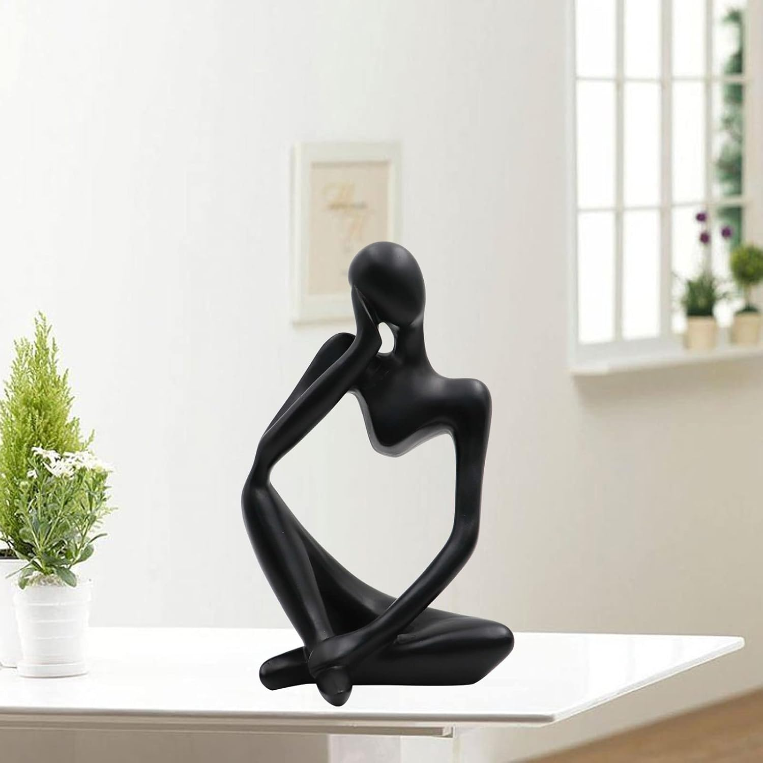 Thinker Statues and Sculptures, Resin Thinker Statue Ornaments, Abstract Style Sculptures, Housewarming Gifts, Housewarming Decorations, Living Room Dining Desk Decorations(Black Right, Large) image number 3