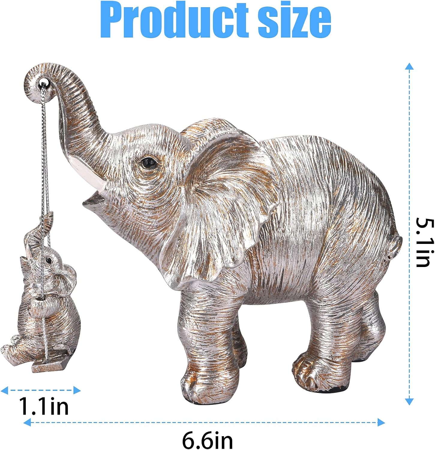 ZJ Whoest Elephant Statue. Elephant Decor Brings Good Luck, Health, Strength. Elephant Gifts for Women, Mom Gifts. Decorations Applicable Home, Office, Bookshelf TV Stand, Shelf, Living Room - Silver