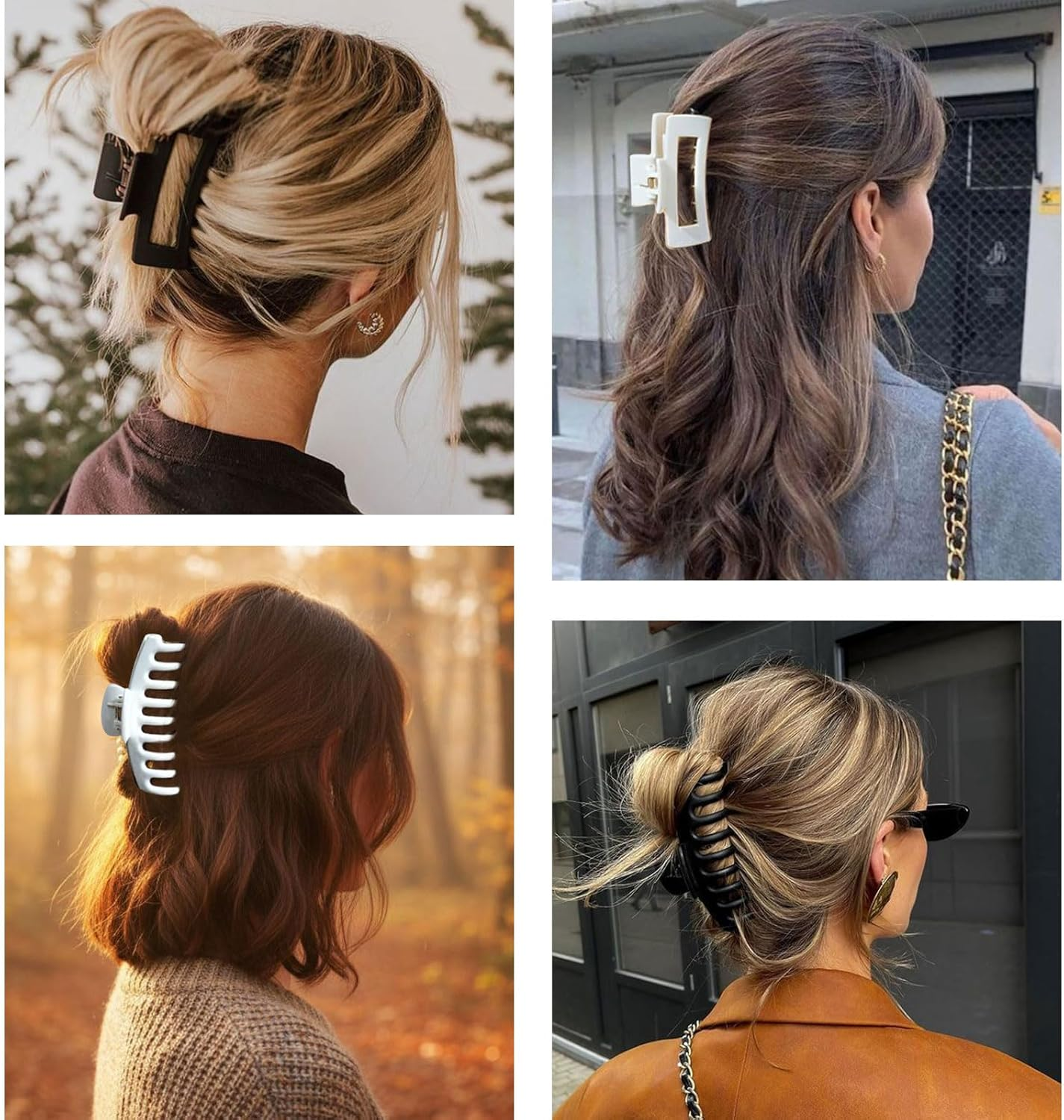 Muorruo Pack of 4 Cloud Clips, Flexible Silicone Hair Clips, Non-Slip Large Bendable Hair Clip, Soft Hair Clips for Thin and Thick Hair, Non-Removable Hair Clip (White) image number 2