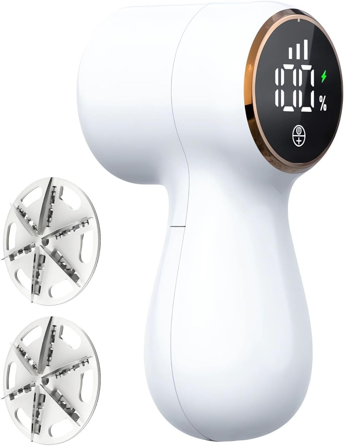 Portable Fabric Shaver with LED Display, Rechargeable Lint Remover for Clothes-Efficient 3-Speed Sweater Shaver with 6-Leaf Blades (White) image number 1