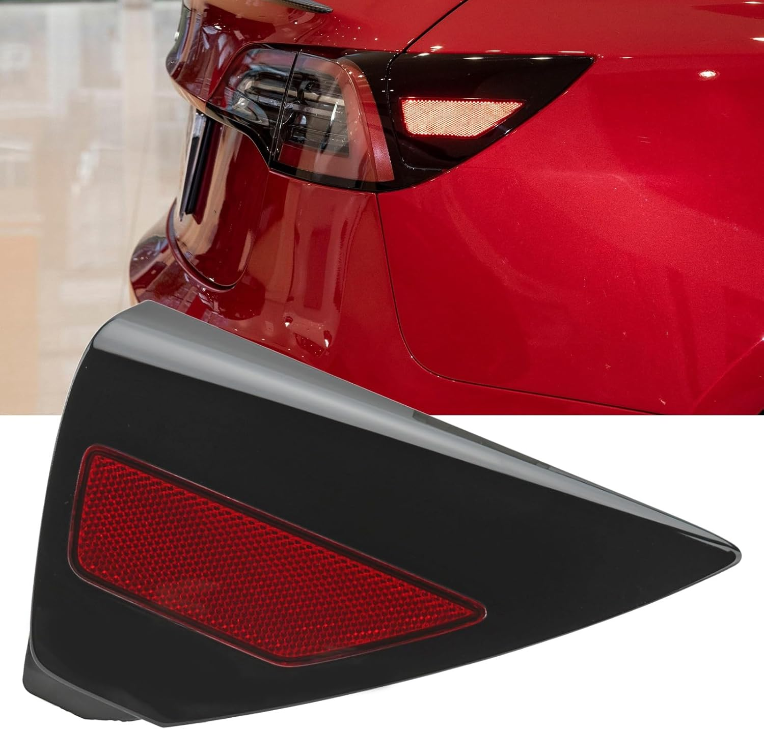 Rear Right Bumper Reflector Light, Charging Port Cover Replacement Tail Lamp Reflector Panel for Model 3/Y, Black ABS Safety Light, 1100781 99 D image number 6