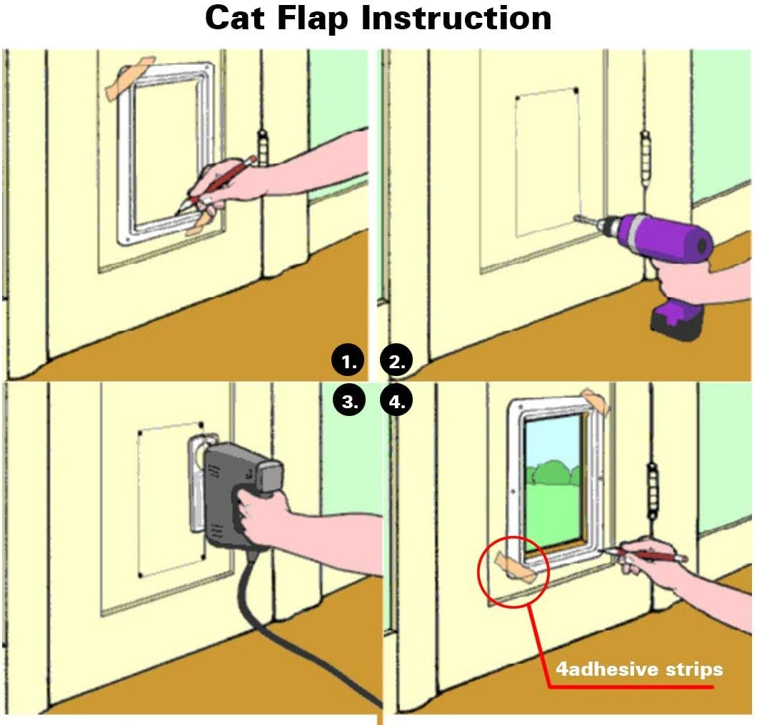 Zalati Cat Flap for Small Dogs, 4 Way Latch Exterior Doors, Weatherproof, for Puppies and Kittens, Large image number 1