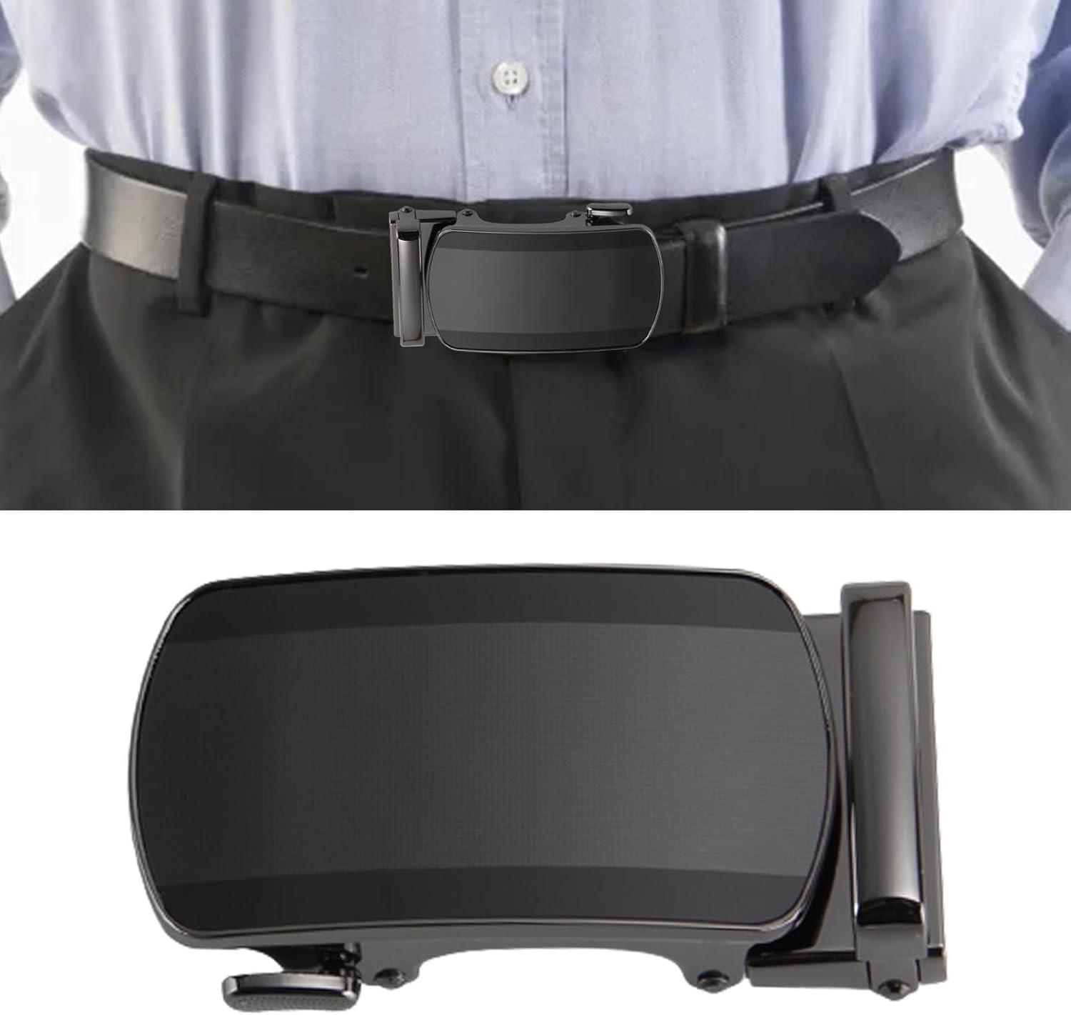 Mens Ratchet Belt Buckle Automatic Slide Buckle Adjustable Business Fashion Vintage Style for Belt Strap 35Mm for Dress Men and Women Jeans image number 4