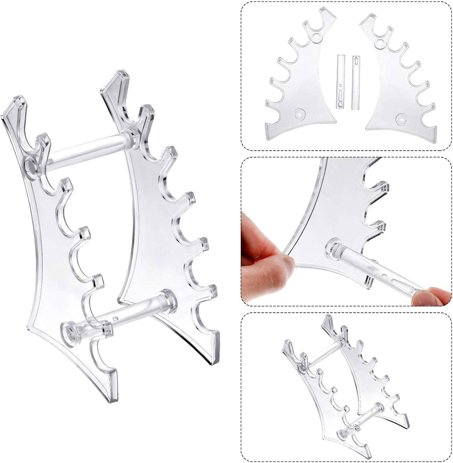 Teling 4 Pieces Pen Display Stand Acrylic Pen Holder Clear Pen Stand Rack Organizer Nail Brush Holder Stand for Make up Brush image number 1