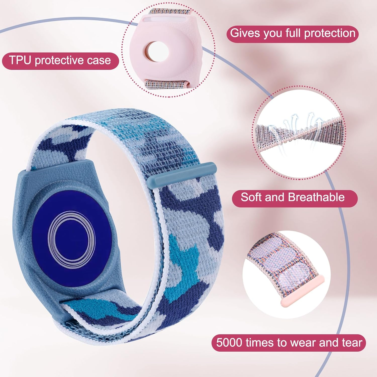 2 Packs Princess Medallion Holder Accessories,Carnival Ocean Medallion Holder Princess Medallion Holder Wristband for Adult Men Women Kids - Bluecamo  Greencamo image number 3