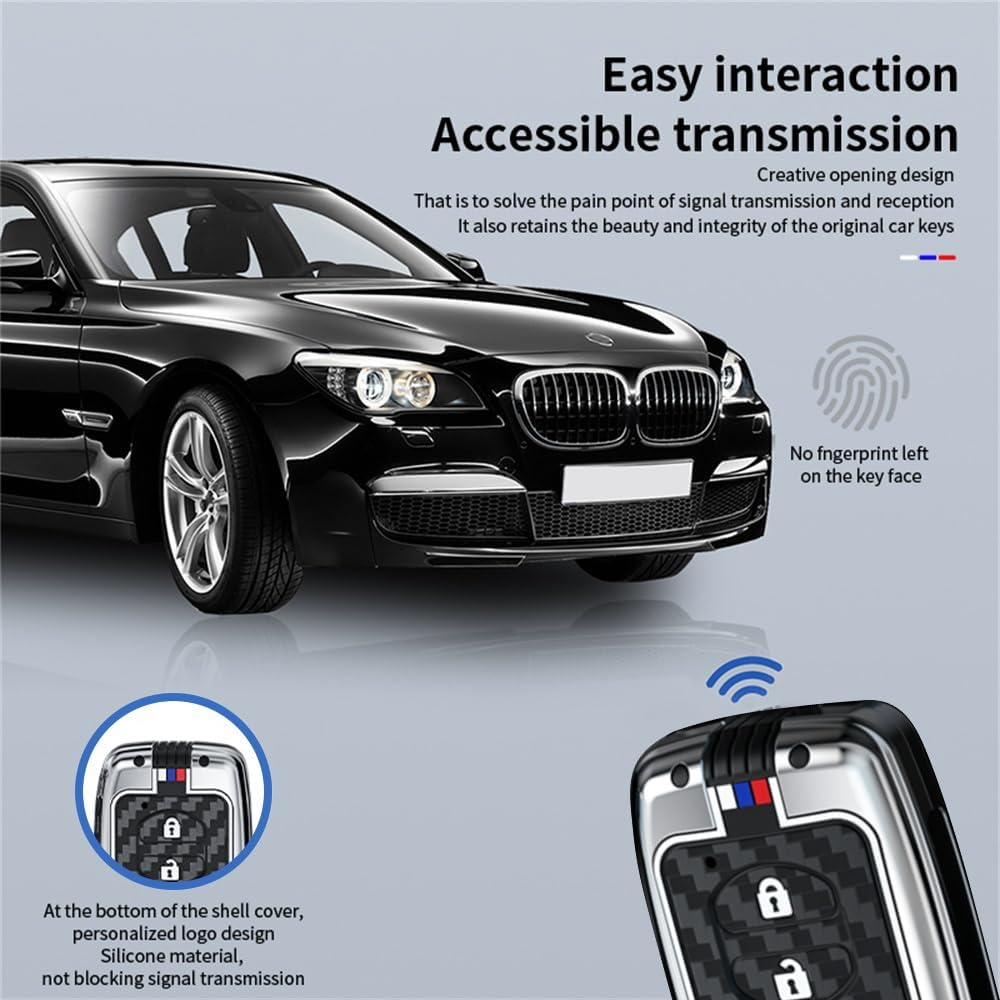 Ontto Luminous Car Key Fob Cover Fit for Toyota 4Runner Avalon Camry Corolla Land Cruiser Venza RAV4 Subaru BRZ Key Holder Metal Smart Shell Case Keyring Keychain Auto Styling Accessories - 3 Buttons Klaxon-Black image number 5