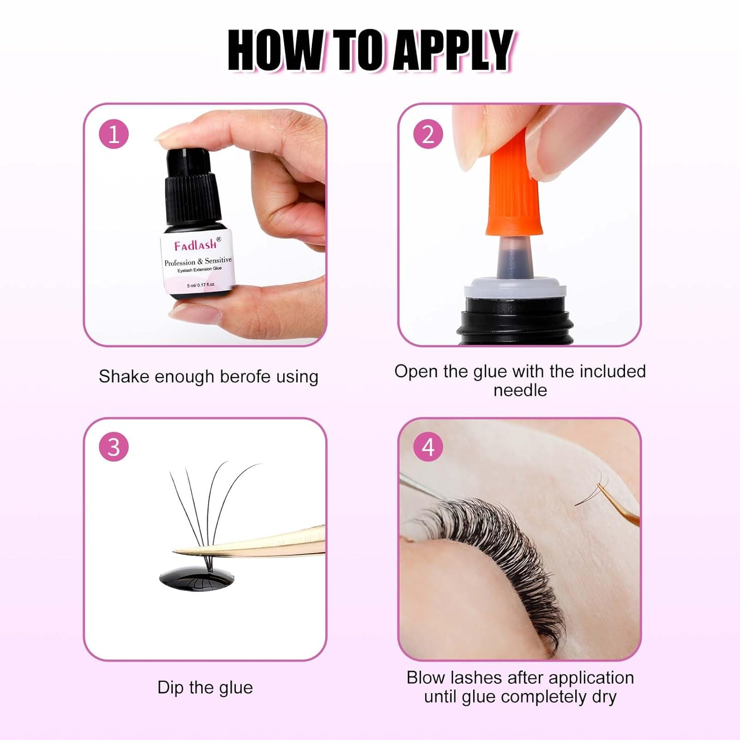 FADLASH Eyelash Extension Glue 5Ml 1S Dry Time 8 Weeks Retention Extra Strong Lash Extension Glue Waterproof Eyelash Bond Professional Use Only image number 2