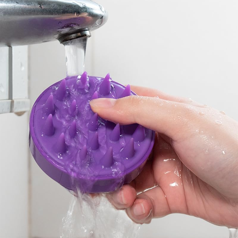 Cat Brush - Soft Rubber Pins & Washable Silicone, Shedding/Grooming/Massage Tool for Short/Long Hair, Scratch-Free Hair Mat Remover（Purple) image number 2