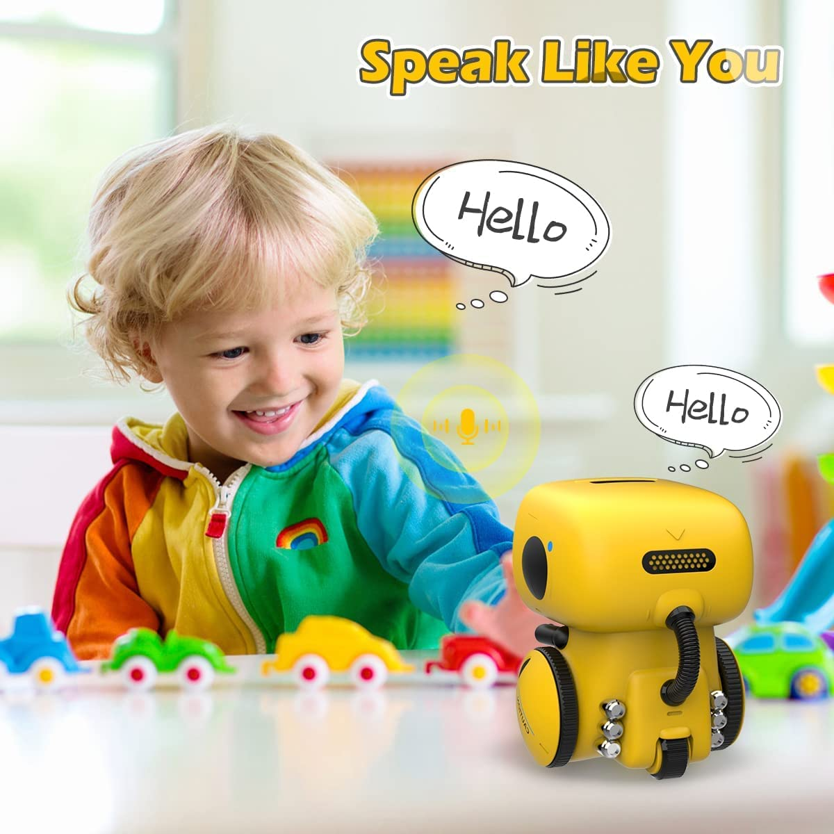 REMOKING Robot Toy for Kids,Stem Educational Robotics,Dance,Sing,Speak,Walk in Circle,Touch Sense,Voice Control, Your Children Fun Partners,Gift Toys for 3 4 5 6 7 Year Old Boys Girls (Yellow) image number 6