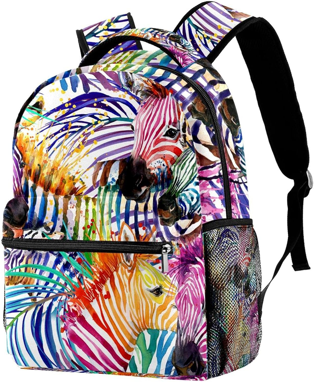 Tropical Nature Watercolor Zebra Backpack Students Shoulder Bags Travel Bag College School Tote Backpacks image number 4