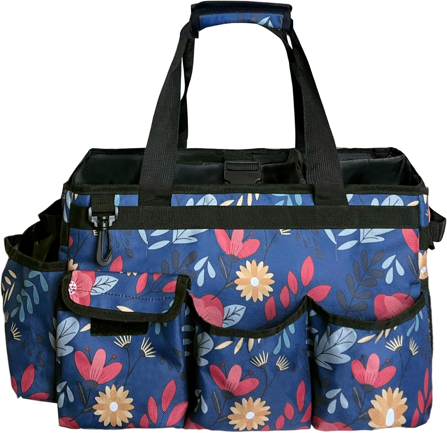 Cleaning Caddy Bag, Cleaning Caddy Organiser with Handle, Large Caddy Bag for Home, Car and Bathroom, Cleaning Supplies, Household Handbag with Adjustable Shoulder Straps (Blue)